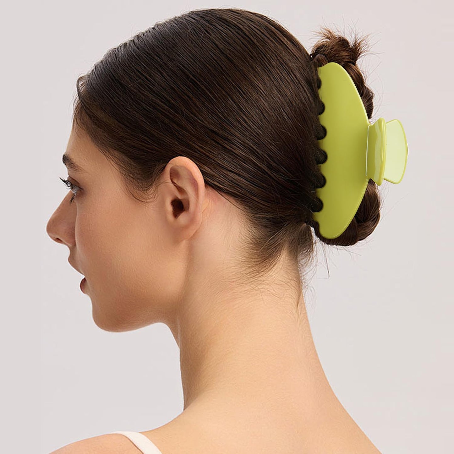 MAORULU Cute Claw Clip for Women – 4'' Large Acetate Hair Clips for Thick Thin Curly Long Hair, Durable Hair Clamps Non-slip Y2K Jaw Clip, Strong Hold, Stylish French Design (Avocado)
