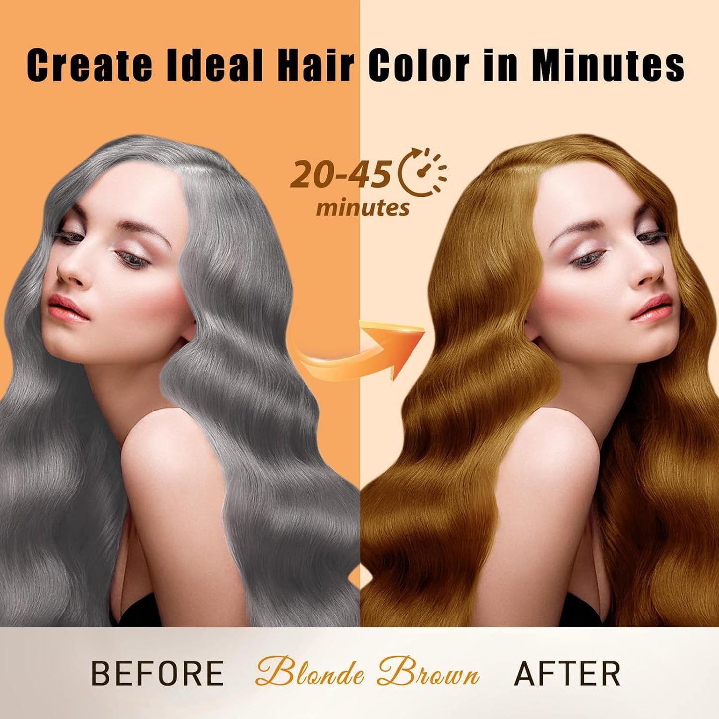 Hair Dye Shampoo Blonde Brown, 3 in 1 Long-Lasting Hair Color Shampoo with Herbal Ingredients, Instant Natural Color, Easy Application at home for Women Men 16.9 Fl Oz