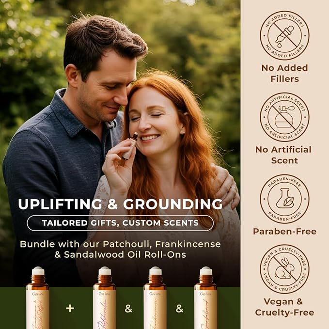 Gya Labs Frankincense and Somali Myrrh Essential Oil Roll on - 100% Pure Natural Frankincense for Face, Myrrh for Skin, Body Ache Comfort, Aromatherapy, Travel Size (0.34 Fl Oz)