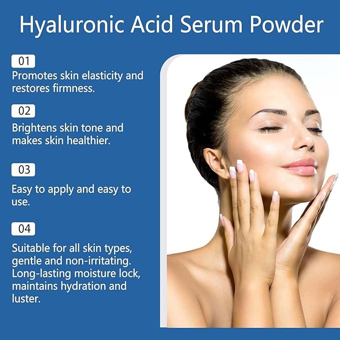Pure Hyaluronic Acid Powder (Low Molecular Weight) - Cosmetic Grade 100% Vegan, Water-Soluble HA for Face Serum, Anti-Aging Skin Care & DIY Serums
