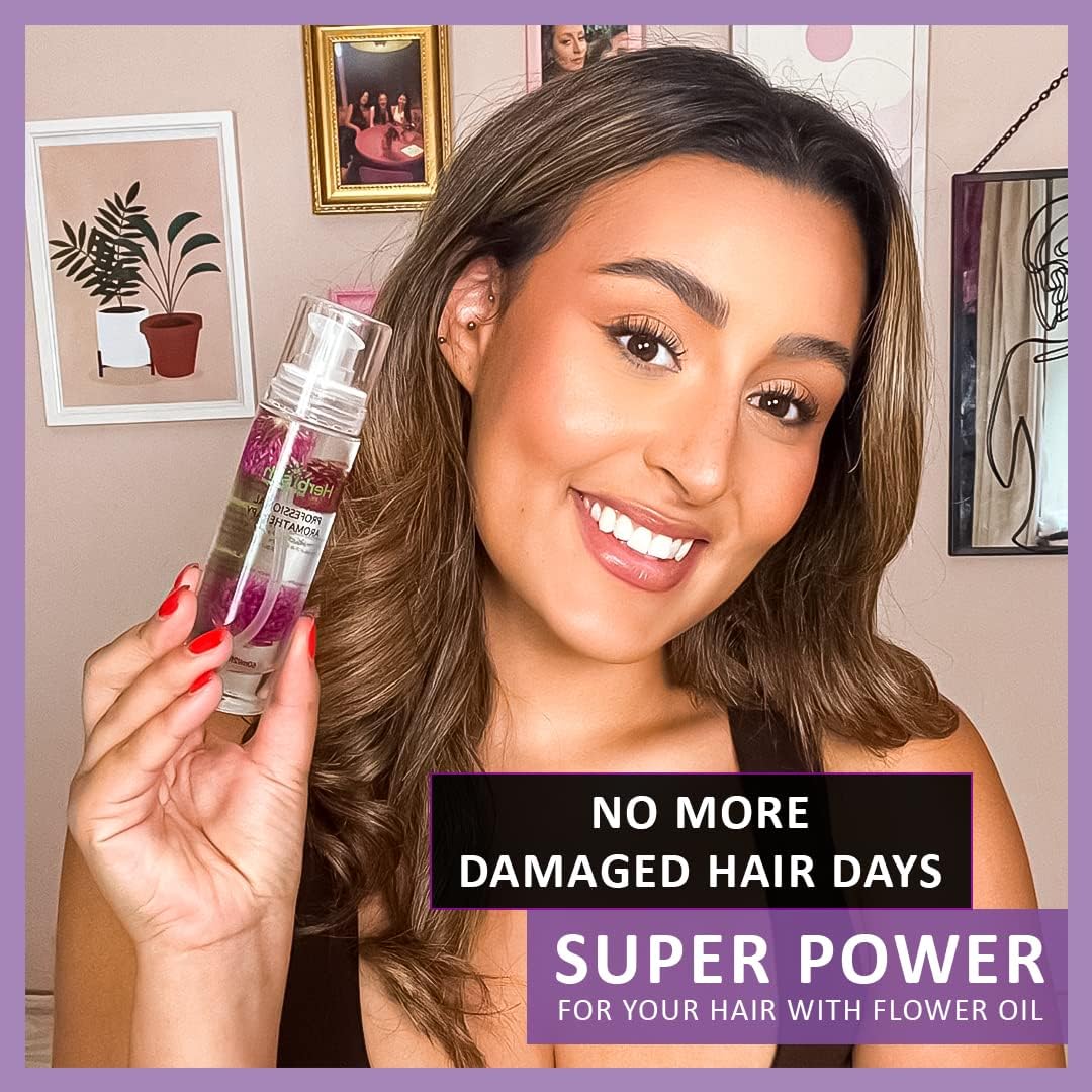 Herbishh Essential Flower Hair Oil - Organic Formula for Dry, Damaged Hair - Premium Natural Quality with 24hr Lasting Fragrance