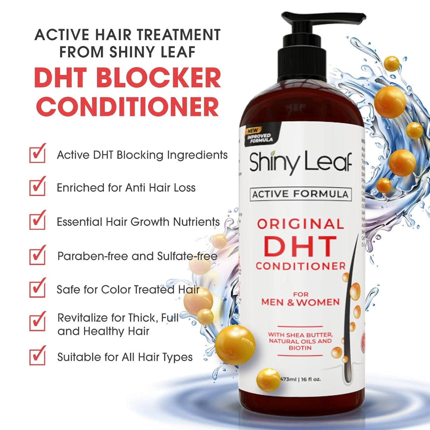 DHT Blocker Shampoo and Conditioner - For Women And Men, Made In USA, Anti-Hair Loss Treatment, With Biotin, Castor Oil, Rosemary Oil and Procapil, For Thinning Hair And Hair Loss