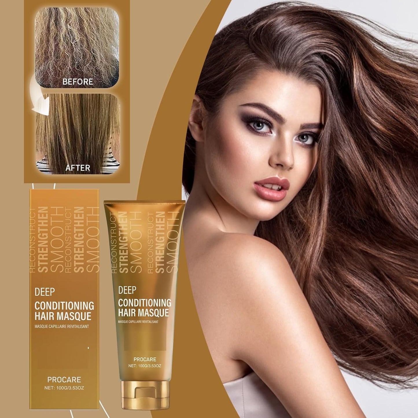 Keratin Hair Mask | Deep Conditioning Treatment for Damaged Hair 3.53OZ With Hydrolyzed Keratin & Smoothing Silicones | Frizz Control & Hydration for Dry, Curly, Straight, Fine, Thick Hair (2 PCS)