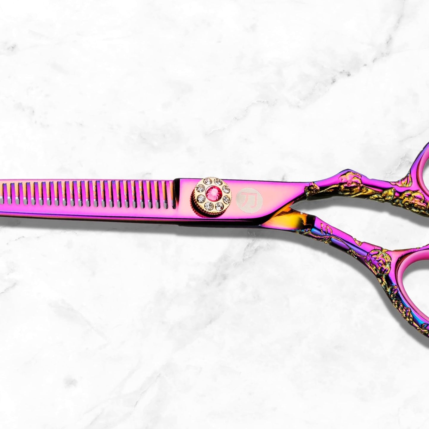 Saki Shears Kohana Thinning Shears for Professionals - Pink - Japanese Steel 440C - Pink Texturizing Scissors for Hairdressers