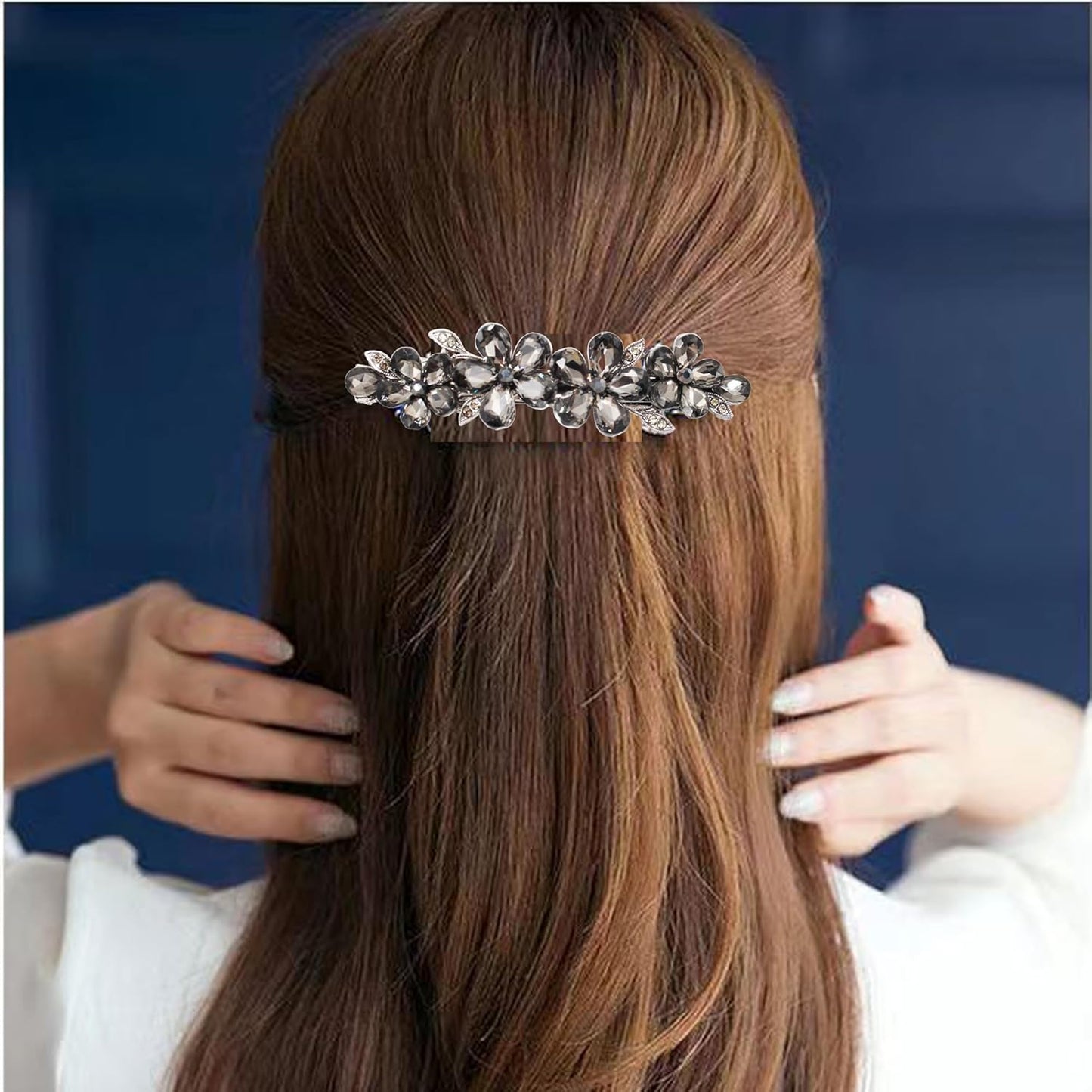 Hair Clips for Women, Rhinestone Bridal Hair Barrettes with Crystal Accents, Sparkly Hair Pins for Wedding, Bride & Long Hair, Formal Evening Hair Accessories