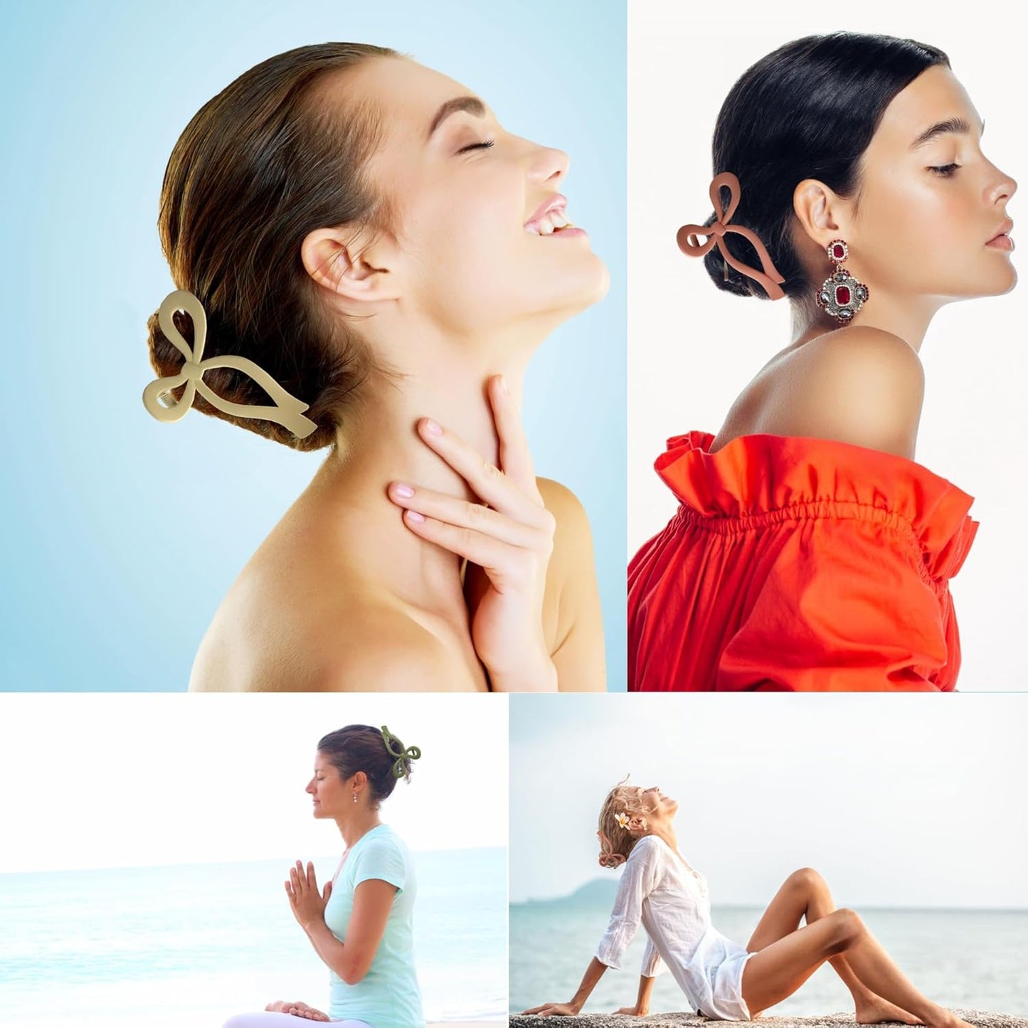 Hair Claw Clips with Rhinestone Hair Jaw Clips Hair Clips for Women and Girls, Strong Hold Tortoise Banana Hair Clips for Thick Hair 4 pcs