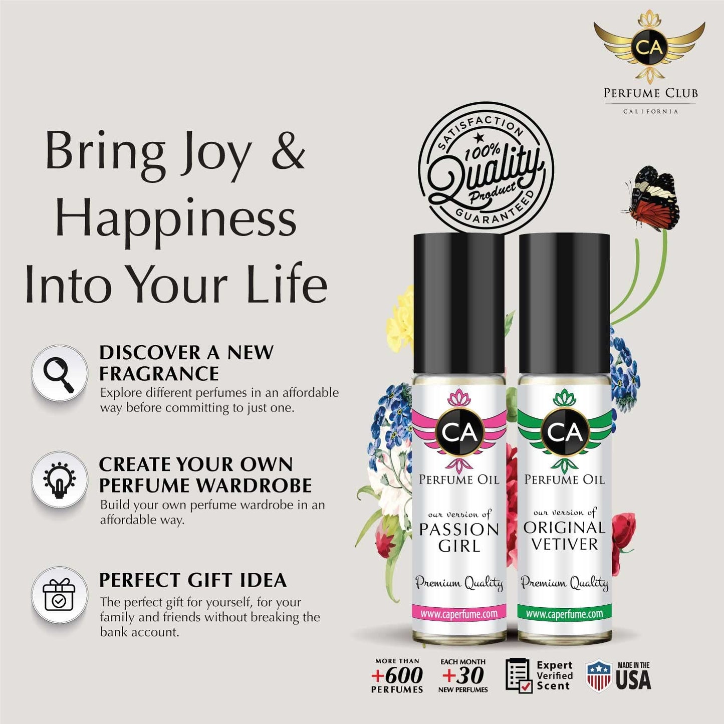 CA Perfume Impression of Eternal For Women Replica Fragrance Body Oil Dupes Alcohol-Free Essential Aromatherapy Sample Travel Size Concentrated Long Lasting Attar Roll-On 0.3 Fl Oz/10ml