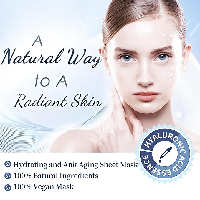 Moisturizing Face Mask Hydrating Face Mask Skin Care Facial Masks Sheets Hyaluronic Acid Sheet Pack With Vitamin B5 Sheet Masks for Women Face Masks Beauty Sheet Masks Hydration Gifts 10 Packs