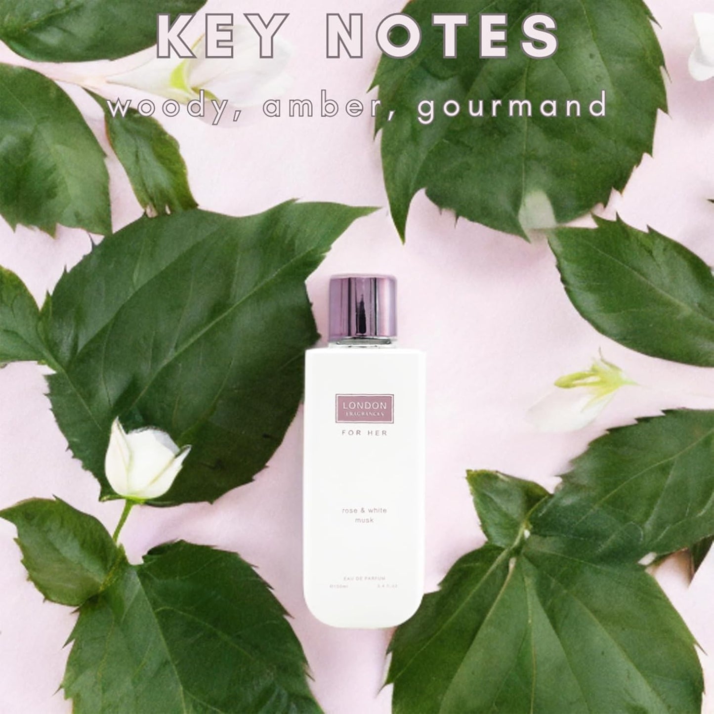 London Fragrances Rose and White Musk - Perfumes for Women - Womens Fragrances - Gourmand Vanilla Notes - 3.4 oz EDP Spray