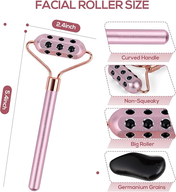 Germanium Roller Uplifting Face Massager Beauty Roller for Skin Tightening & De-Puffing, Face, Eye, Chin, Neck Massager, Anti-Aging Wrinkles Reduces