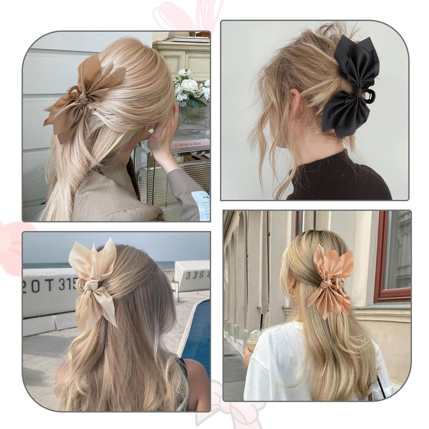 Bow Claw Clips Bow Hair Clips 4PC Big Hair Bows for Women Butterfly Styling Large Hair Clips for Thick Hair for Girls Hair Accessories for Teen