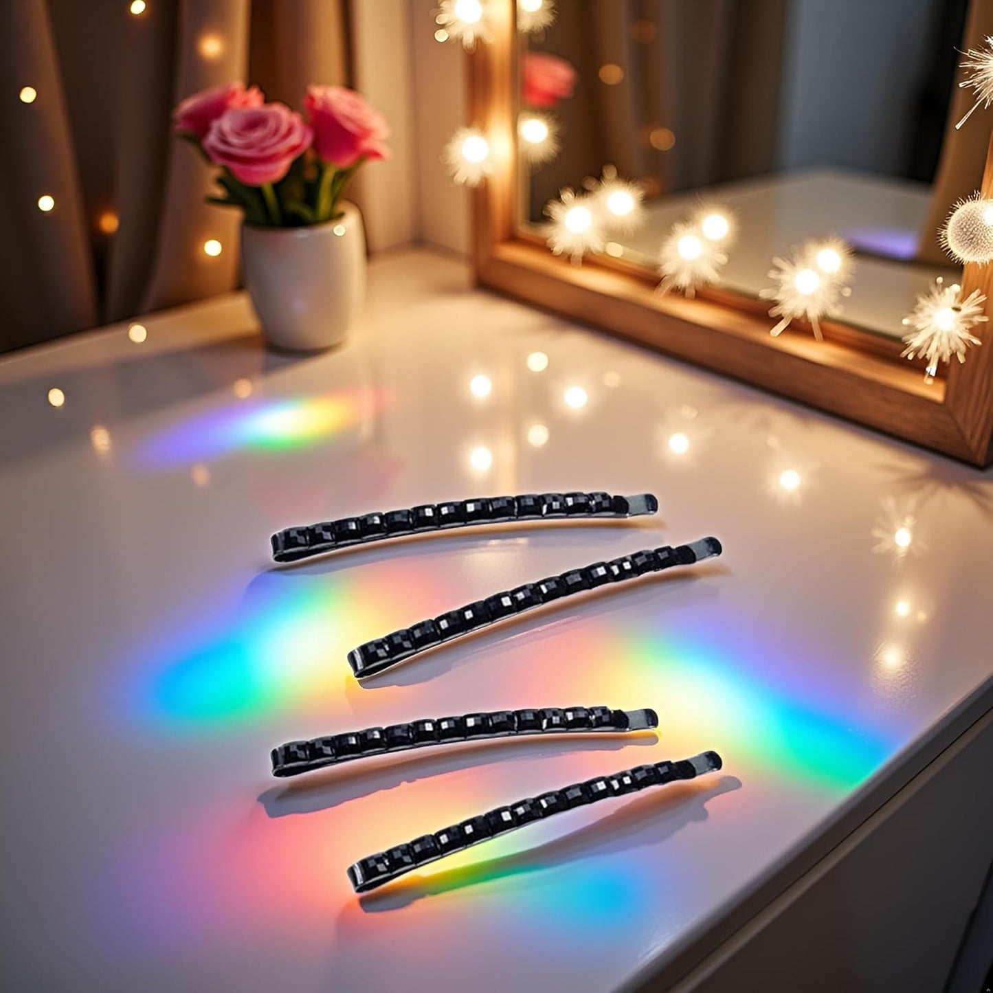 4Pcs Black Rhinestone Barrettes,Crystal Diamond Bobby Pin,Shiny Hair Pin,Sparkly Hair Decoration for Women Clip Bangs Metal Hair Clip Hair Pins Hair Styling Pins，Hair Accessories