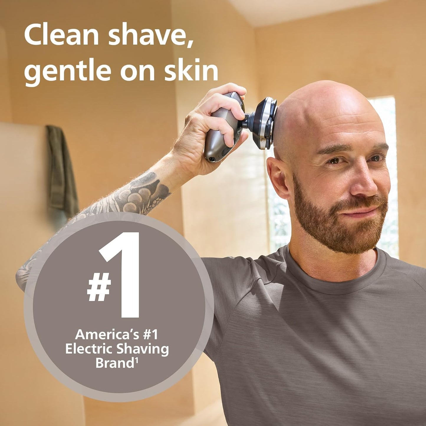 Philips Norelco Head Shaver Pro 9000 Series - Skull Shaver for Men and Women, 360° Flexing Head & ComfortCut Blades for Clean Shave, Gentle on Skin, Model HS9980/40