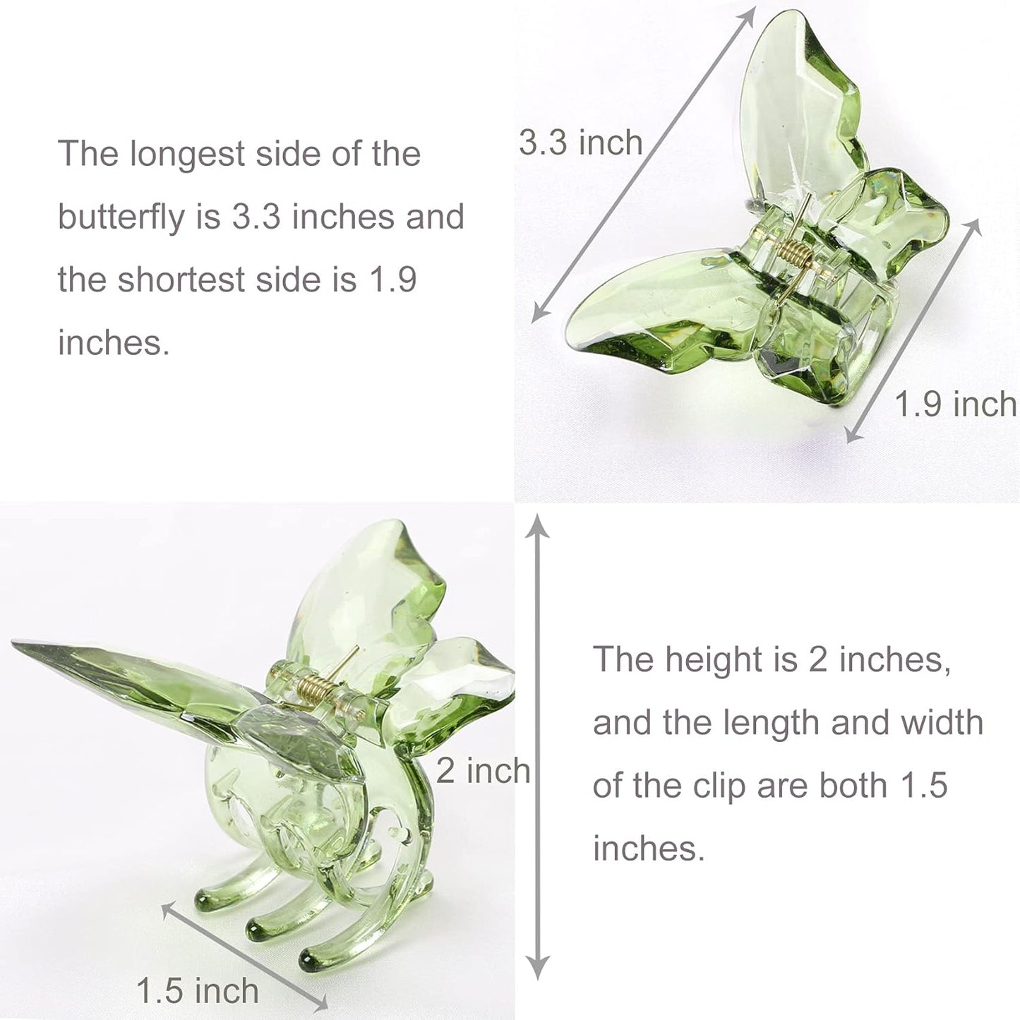 NAISIER Hair Accessories - 3.3 inch Butterfly Hair Claw Clips, Large Sized Jaw Clips for Girls and Women, 5 Pack