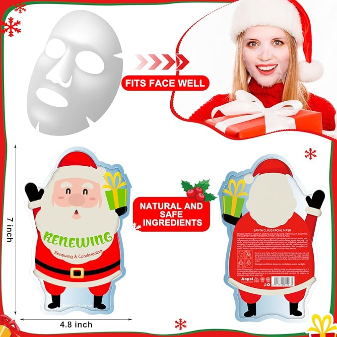 Timgle 24 Pcs Christmas Stocking Stuffers Bulk Facial Masks Skincare Face Sheet Masks Holiday Gifts for Women, Fragrance Hydrating Face Mask Spa Gifts Bulk for Coworker Adults Stocking Stuffer