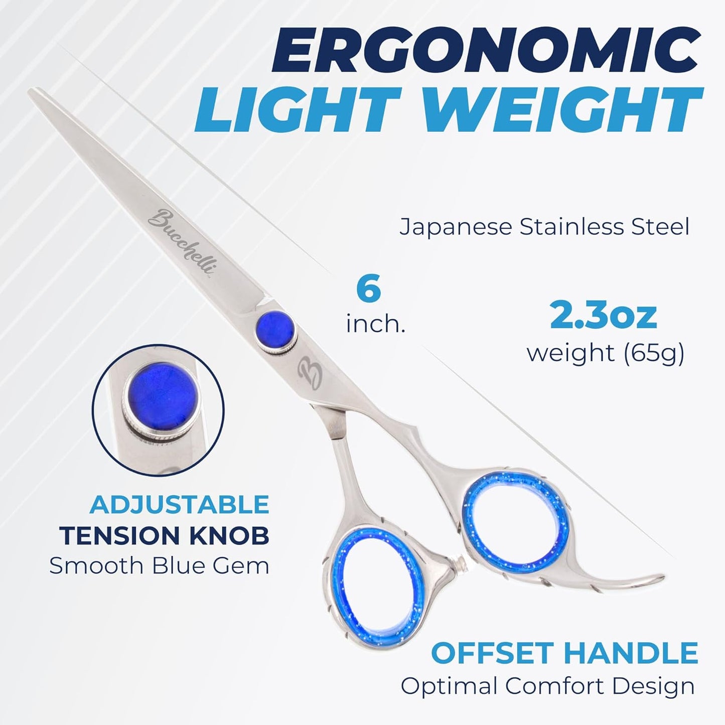 6 Inch Hair Cutting Scissors Professional - Japanese 440A - Convex Blades with Adjustable Tension Knob (Silver Right 6")