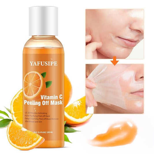 Peel Off Face Mask Vitamin C Peel Off Masks, Blackhead Mask Orange Peeling Lotion Gentle Exfoliating Blackhead Remover Poreless Deep Cleanse Purifying Hand Masks for Face Arms Neck Gifts 3.4 FLOZ