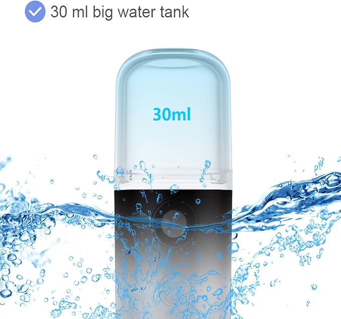 Kingsmile Nano Facial Mister,Moisturizing Nano Mist Sprayer, Portable Mini Nano Mister, Handy Lash Mister for Eyelash Extensions, Face Mister with 1OZ /30ML Visual Water Tank Black