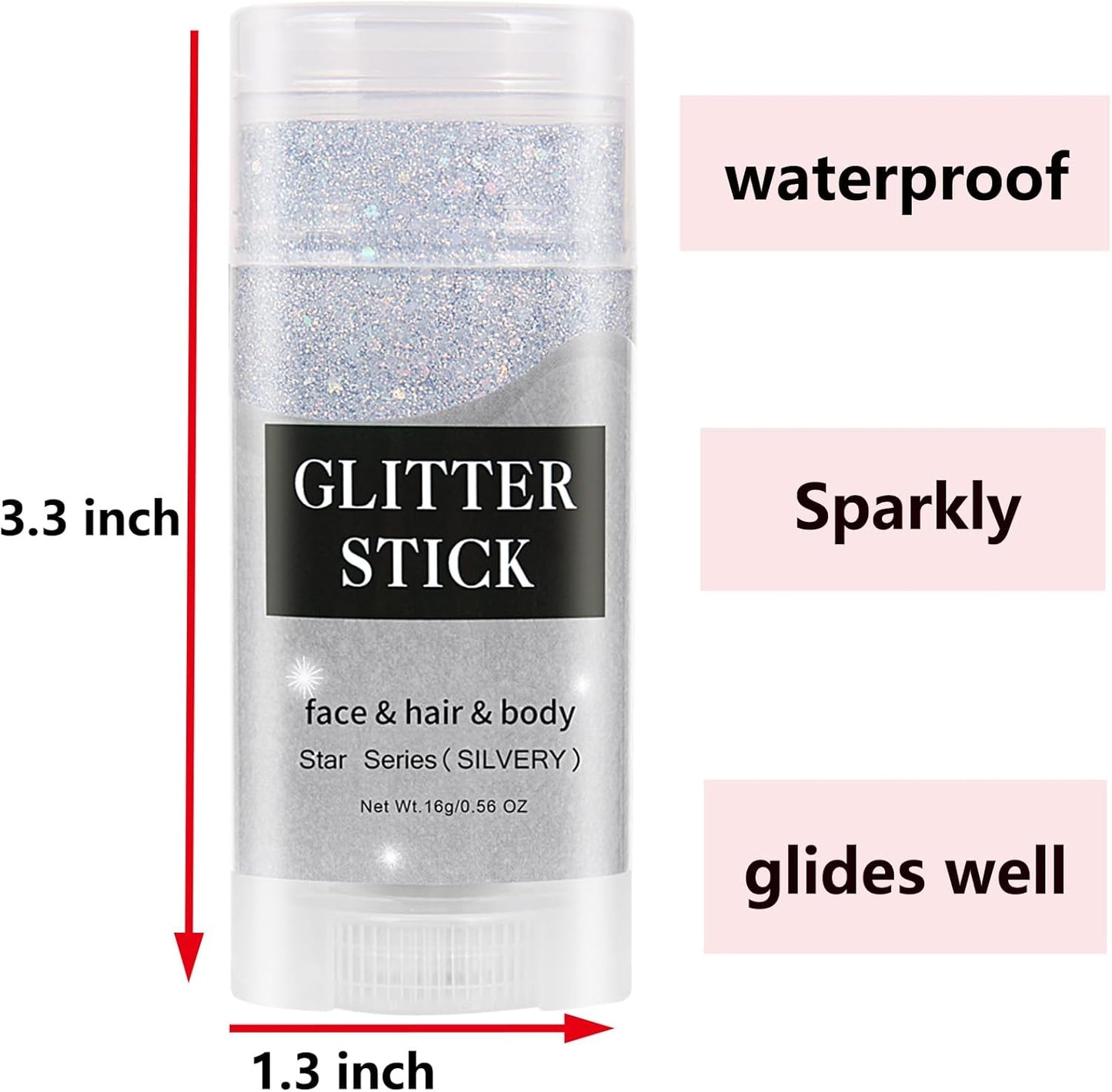 MEICOLY Silver Body Glitter Stick,Waterproof Halloween Face Glitter Gel,Chunky Glitter Face Paint,Mermaid Sequin Hair Glitter Makeup,Sparkle Body Glitter for Women and Kid,Festival Accessories Glitter