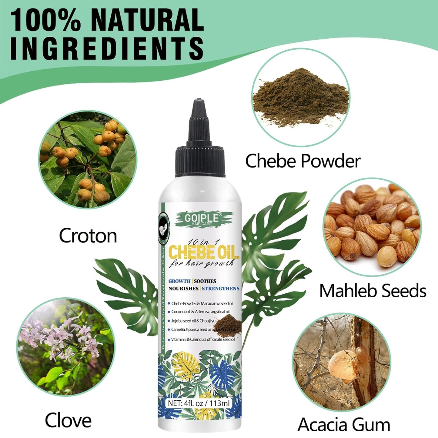 Naturals Organic African Chebe Powder and Oil Moisturizer for Scalp, Hair Growth, Strength & Breakage - For Men & Women