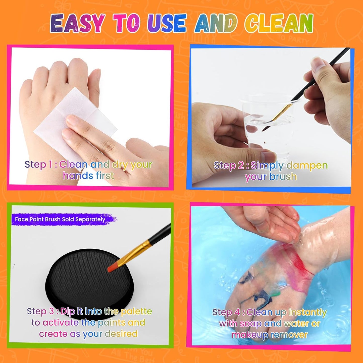 Black Face Paint, Water Based Facepaint, Non Toxic Black Body Paint, High Pigment Face Painting for Halloween, Easter, Costume, Cosplay, Clown Makeup 1.06 Oz.