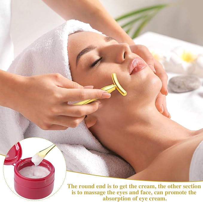 Pimoys 2 Pcs Metal Eye Cream Applicator Face Roller Massager Tool,Eye Massage Wand Stick Girls Women Facial Massager for Reducing Puffiness Wrinkle