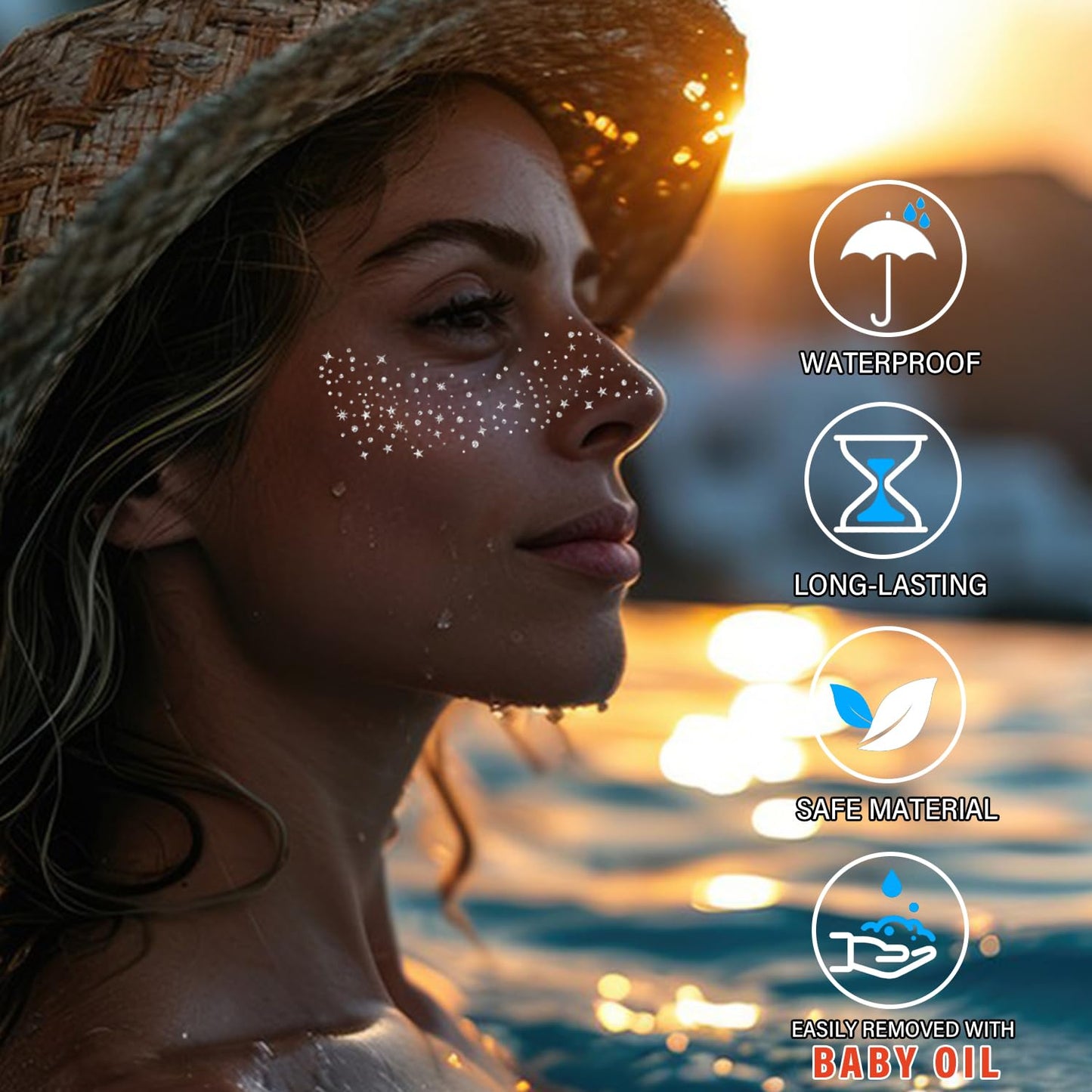 20 Pcs Silver Glitter Freckles Face Tattoos, Silver Glitter Freckles Makeup Patches, Waterproof Sparkle Freckles, Glitter Freckles Temporary Face Tattoos for Women