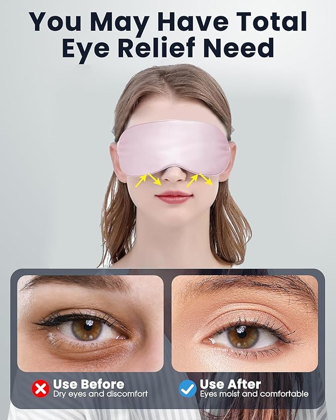 Heated Eye Mask for Dry Eyes,FSA HSA Eligible,Syndrome, MGD, Blepharitis, Stye Eye Treatment,Warm Compress for Eyes, Cool Eye Masks for Dark Circles and Puffiness,Soothe Eye Discomfort.(Pink)