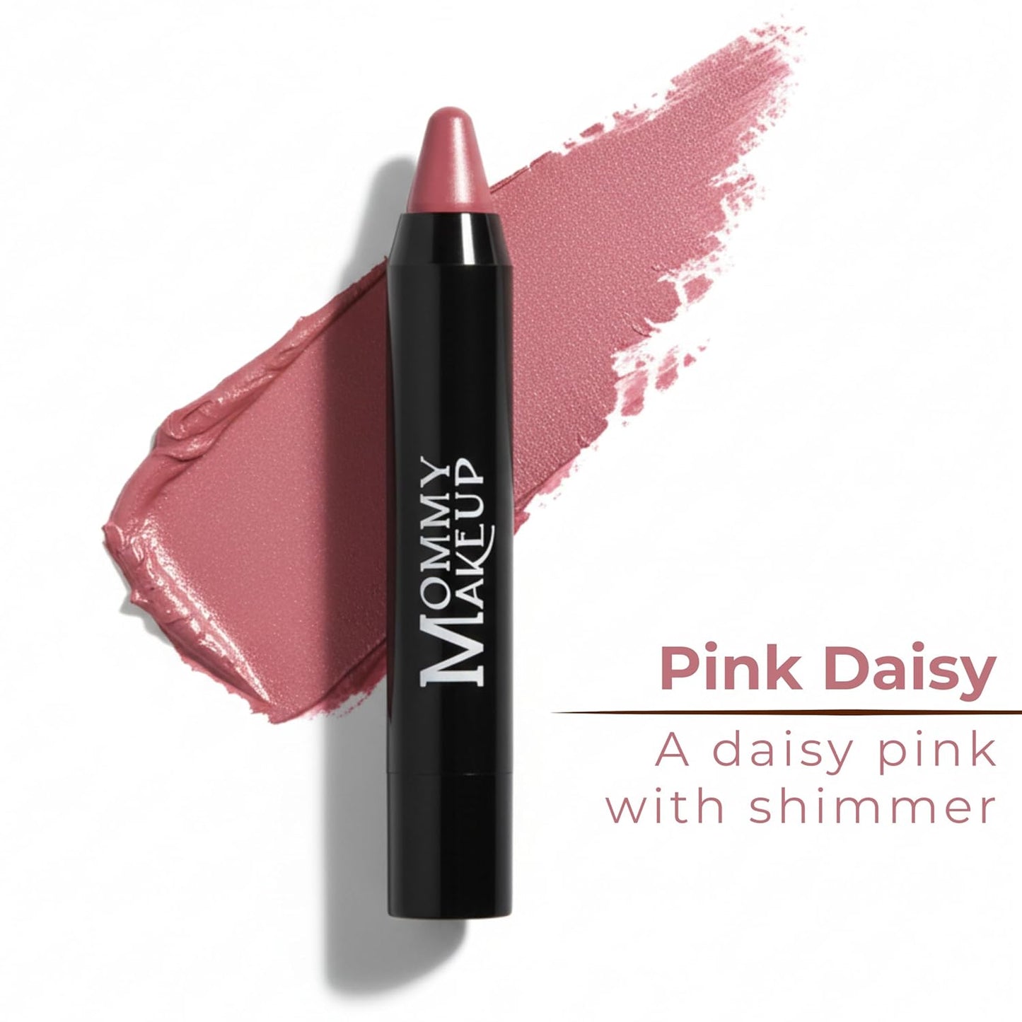 Mommy Makeup Triple Sticks Lipstick, Cream Blush & Teatment All-In-One with Shea & Cocoa Butter - Soft & Creamy Moisturizing Lip Crayon For Lips & Cheeks (Pink Daisy)