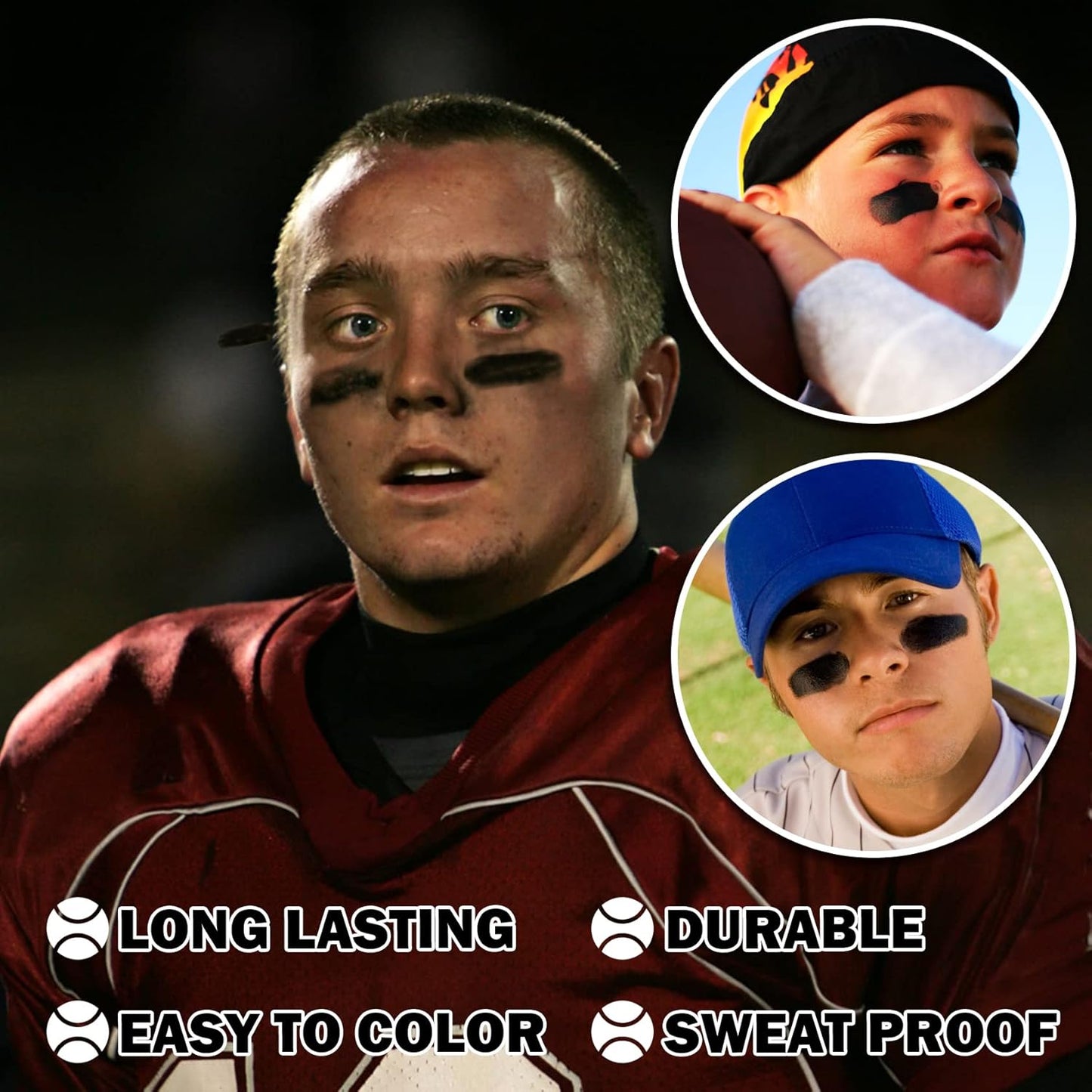 CAHIUYOA Eye Black Stick for Sports,Professional Eyeblack Sports Football Baseball Softball Eye Black Eye Shadows Face Body Paint Stick Makeup