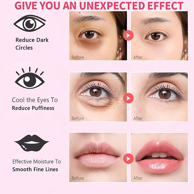 30 Pairs Lip Mask Under Eye Masks Patches, Crystal Collagen Hydrating Moisturizing Smoothing Lips Gel Pads for Puffy Eyes Bags,Dark Circles,Puffiness,Fine Lines,Wrinkles,Anti-Aging Vitamin C