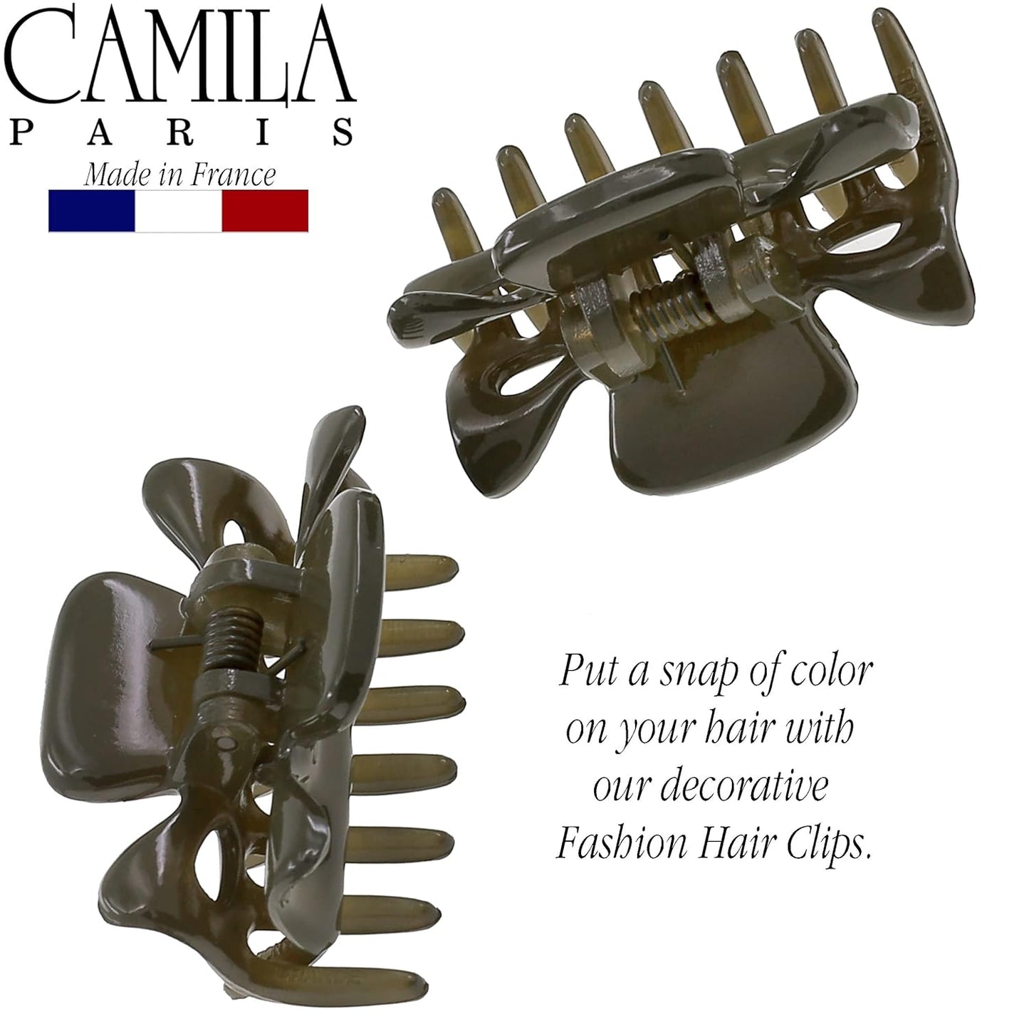 Camila Paris CP3510 French Hair Clip for Women, 1.5 inch Set of 2 Green Girls Hair Claw Clips Jaw Fashion Durable Styling Hair Accessories for Women, Strong Hold No Slip Grip, Made in France