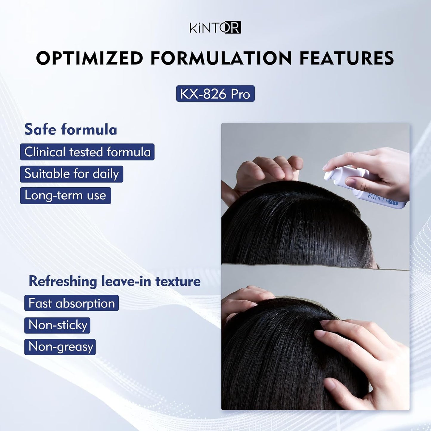 KINTOR 0.9% KX-826 DHT Blocker for Men & Women Hair Growth,Hair Growth Products Spray 60ml Pro