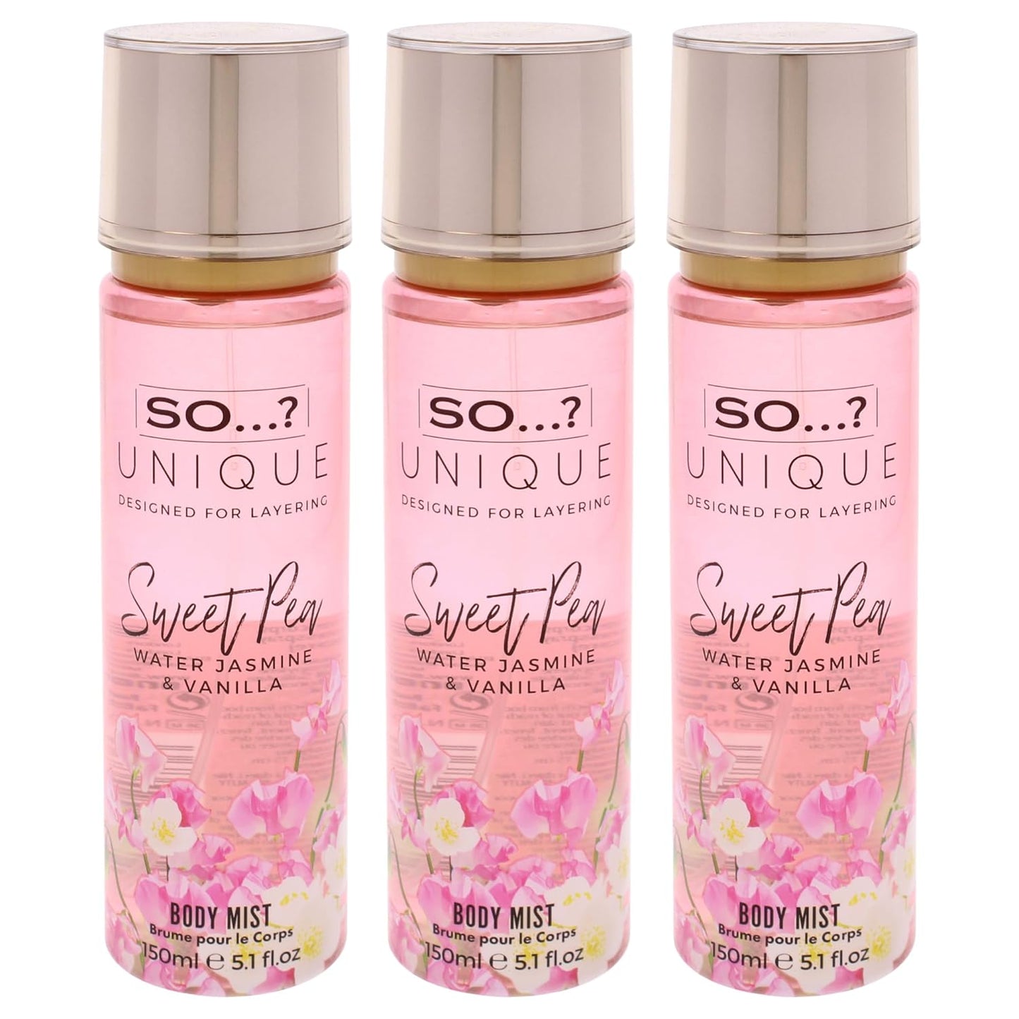 So...? Unique Body Mist - Sweet Pea for Women - 5.1 oz Body Mist - Pack of 3