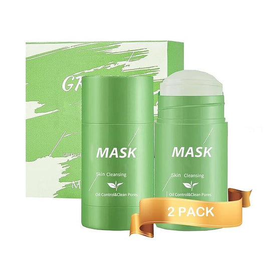 Green Tea Clay Mask for Face, 2 Pack Green Tea Deep Cleanse Mask Stick Blackhead Remover Green Clay Mask For Face Moisturizing, Purifying, Pore Cleansing, Skin Brightening Suitable for All Skin Types