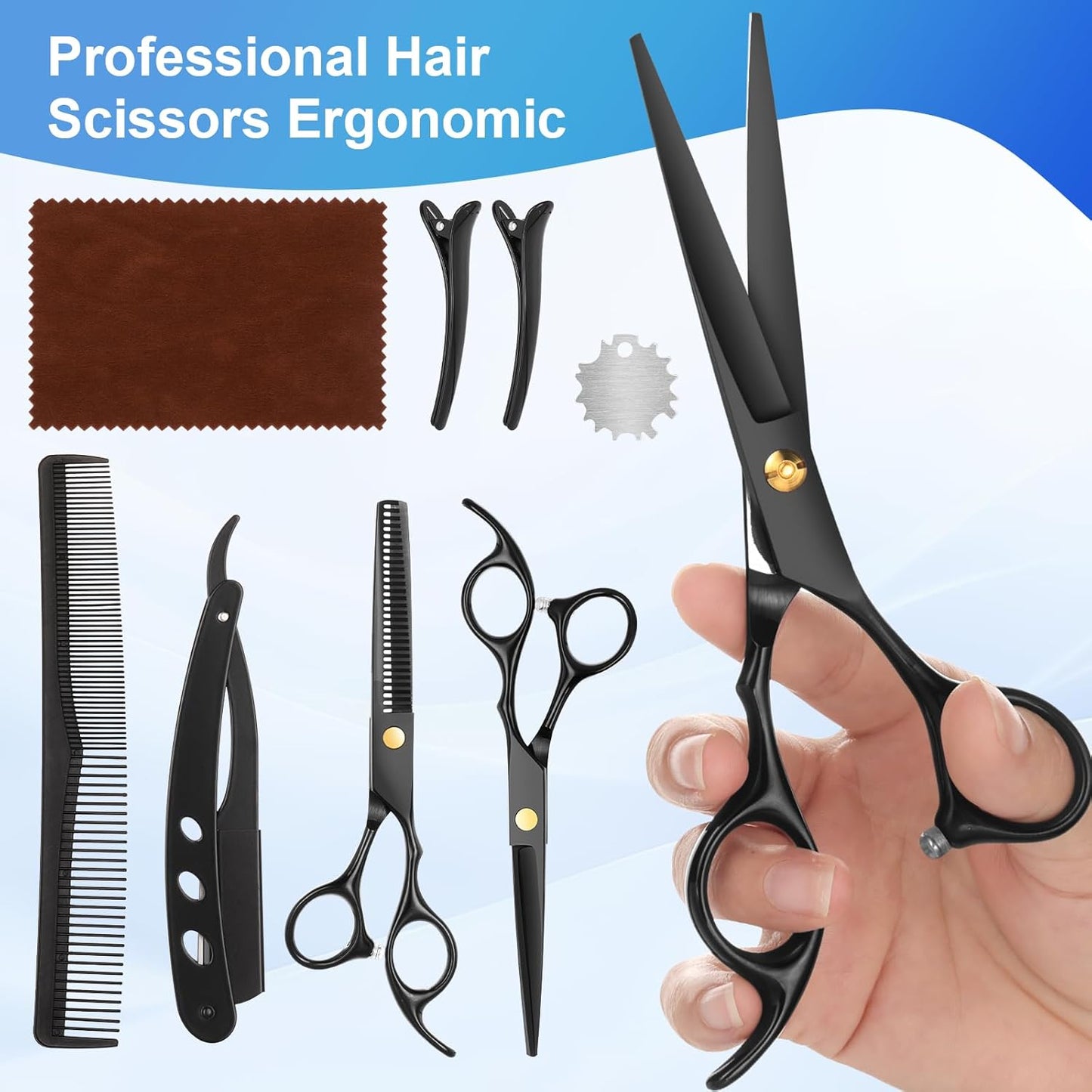 Hair Cutting Scissors Kit, Professional Barber Shears Set with Hair Scissors Thinning Shears, Tijeras para Cortar Cabello Haircutting Sheers Hair Cut Blending Salon Scissor for Men Women Pet
