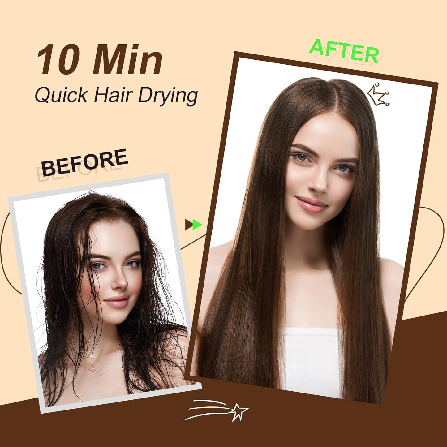 Dual Voltage Blow Dryer Brush Travel Hair Dryer Brush in One,2 inch Oval Shape Hot Air Brush,Travel Hair Tools/Volumizer/Straightener/Curler,European Blow Dry Brush with Universal Adapter