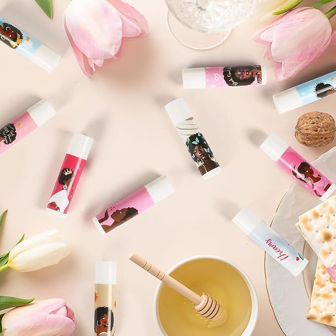 50 Pack Black Girl Inspirational Lip Balm Bulk, Motivational Black Women Lip Care, Moisturizing and Nourishing Lip Care Favors for History Month Party Gifts Guests