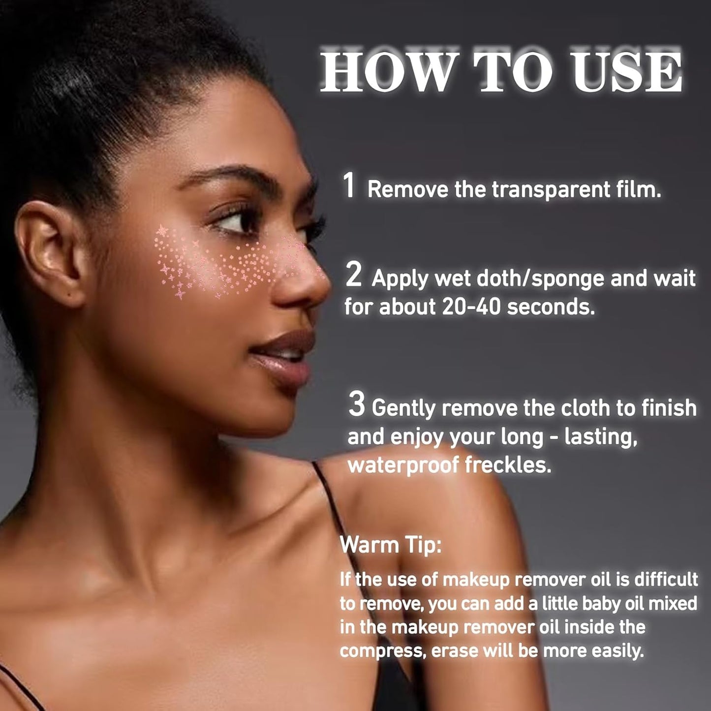 Glitter Freckles, Holographic Face and Body Glitter Tattoo Sparkle for Women Gold Glow Cosmetic Star Makeup Accessories for Festival Rave (12pcs Rosegold)