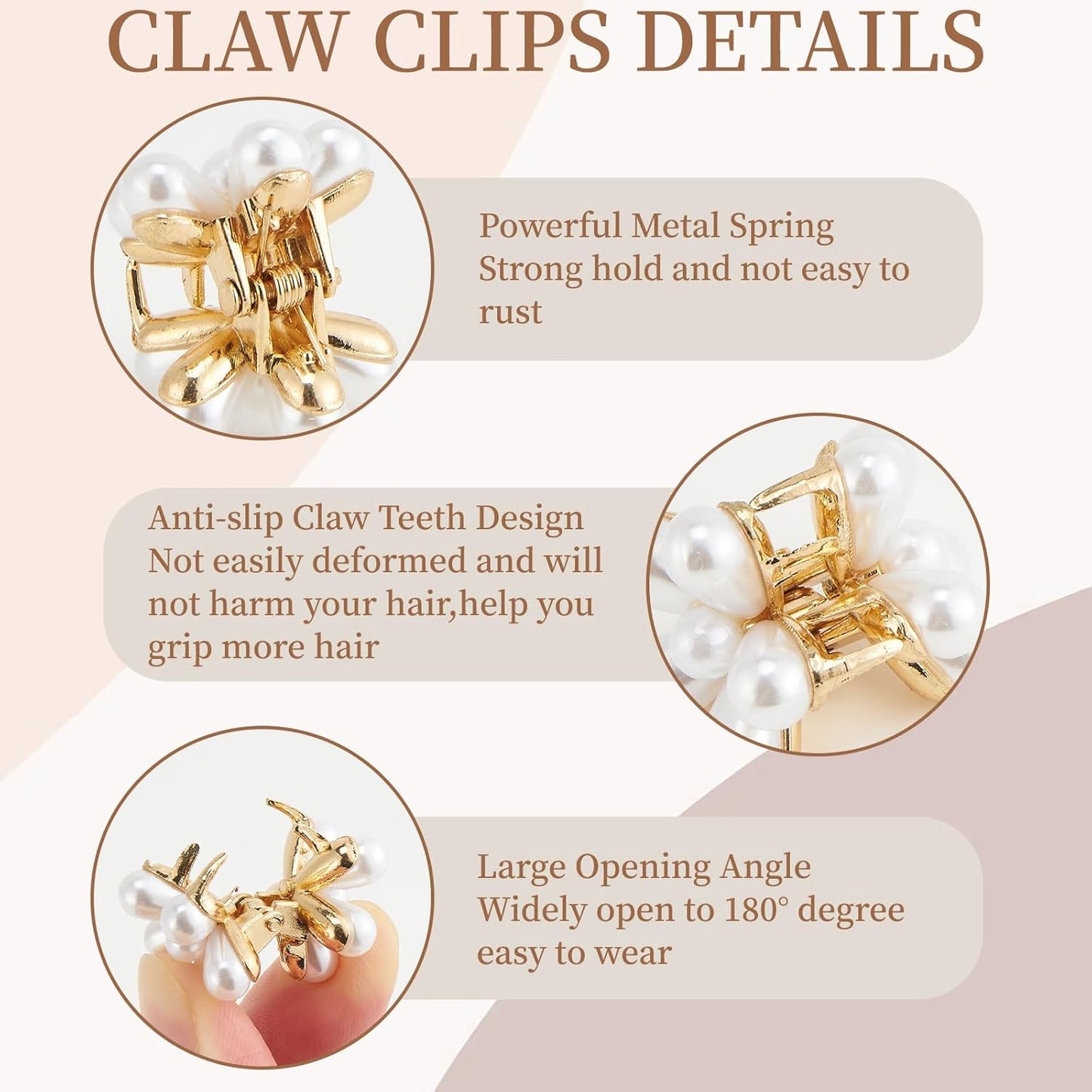 Small Flower Hair Clips for Women 16PCS Cute Mini Pearl Flower Claw Clips for Thin/Thick Curly Hair Non Slip Bangs Pins(16PCS-Style 8)
