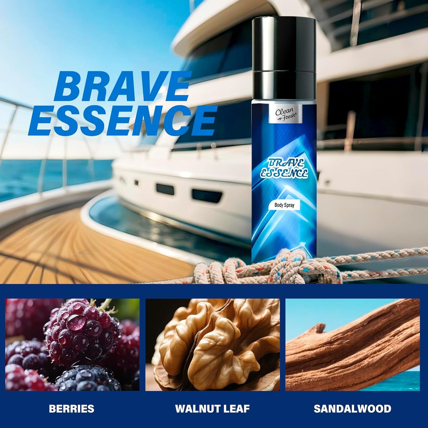 Clean-n-Fresh Body Spray for Men, Pack of 3, Total 10.2 Fl Oz, Mens Body Spray Set