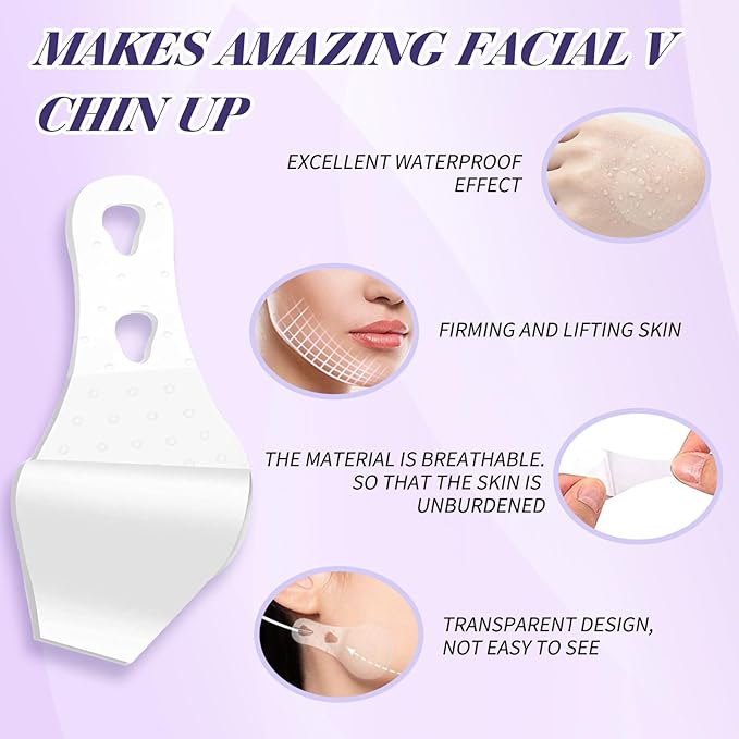 120 Pcs Facelift Tape for Face Invisible, Breathable Lift Neck Lifting Facial with String for Women Eyes Neck Skin Tightening Hiding Double Chin