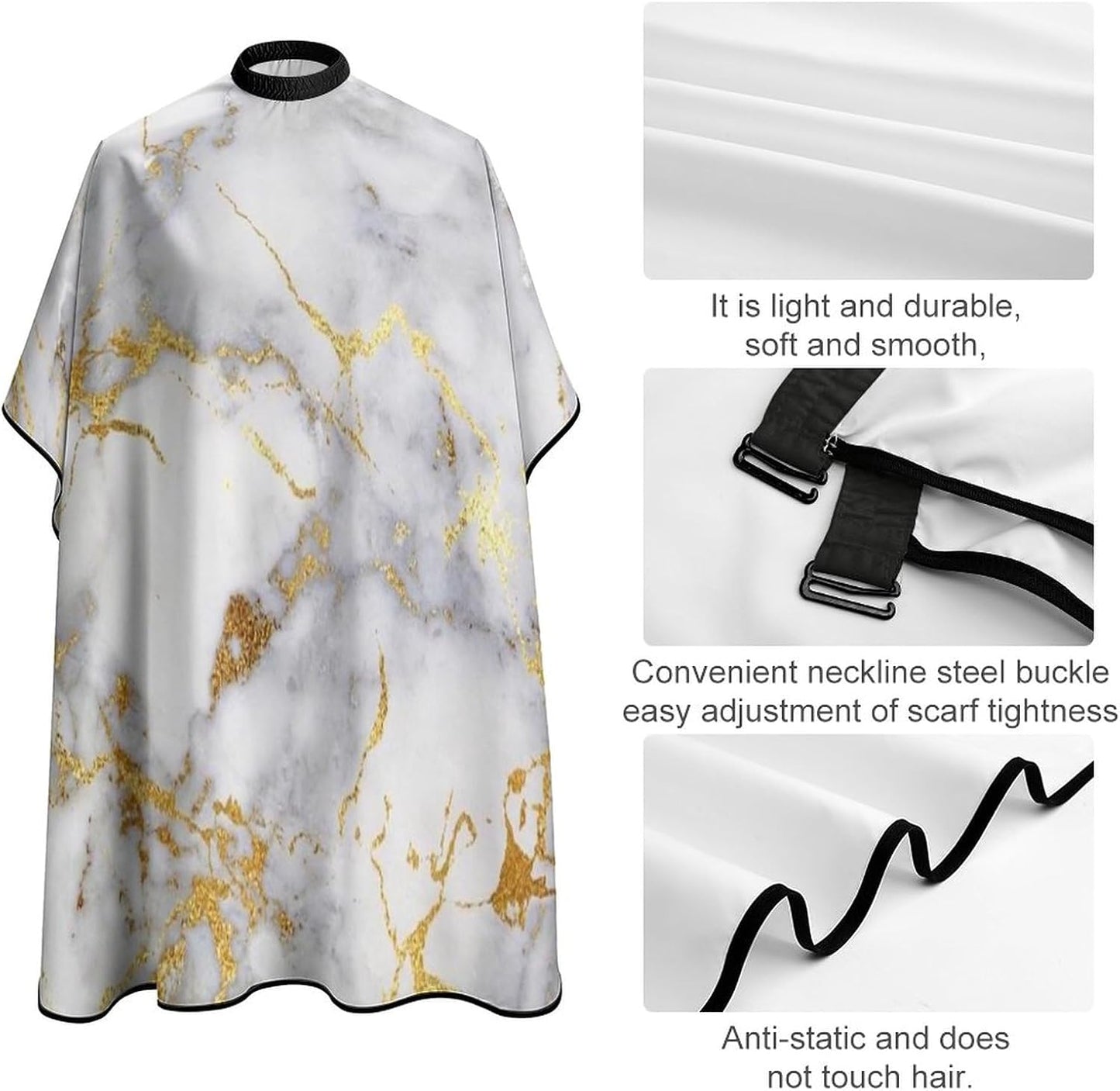 Supdreamc Hair Cut Cape Haircut Cloth Apron Cape for Barber Salon, Waterproof Professional Barber Cape Hair Dress Apron Cloak (Gold Marble Pattern)