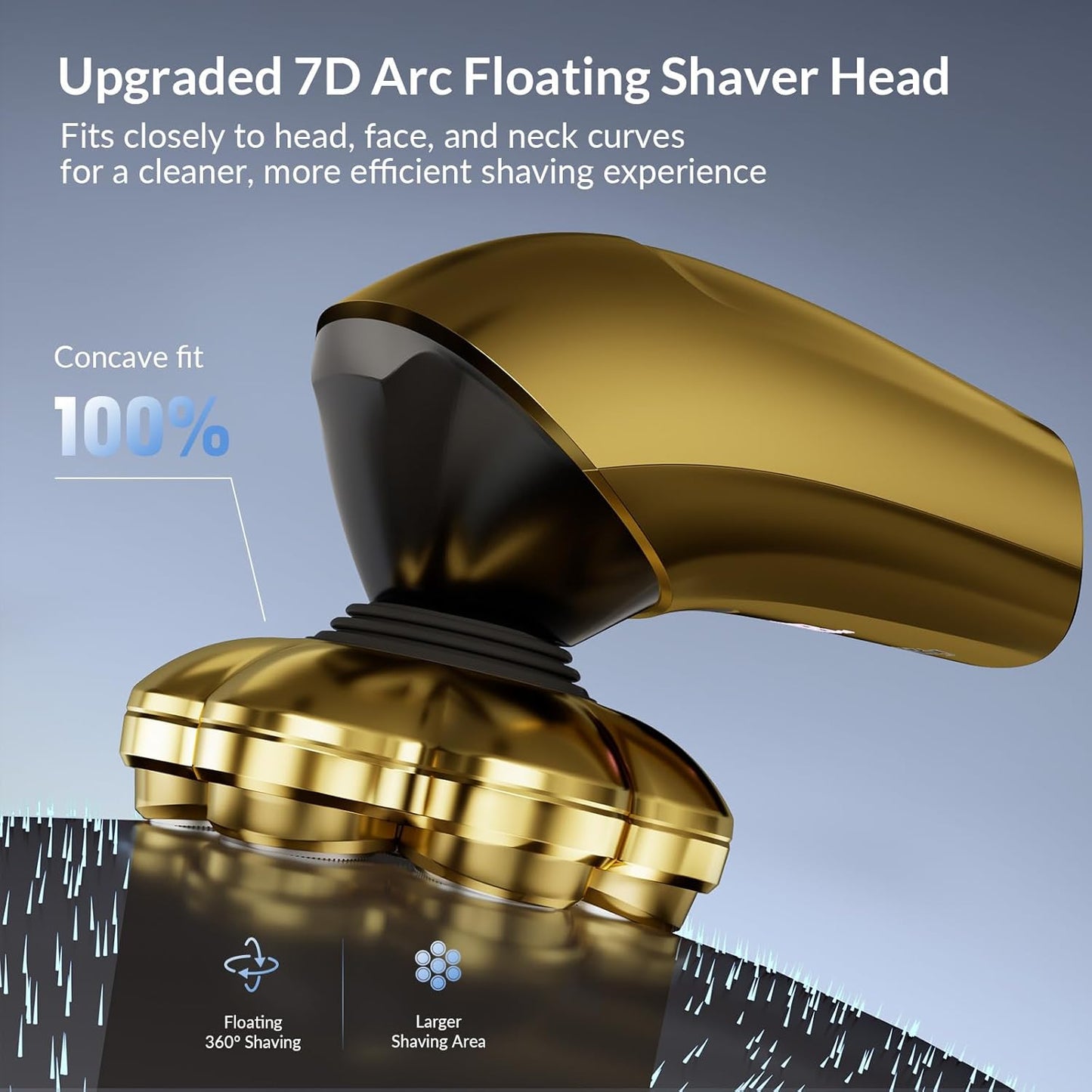 Head Shavers for Bald Men - 7D Arc Magnetic Detachable Electric Razor, Waterproof Wet Dry 5-in-1 Electric Shaving & Grooming Kit, LED Display Rechargeable Head & Body Hair Shaver, Gold