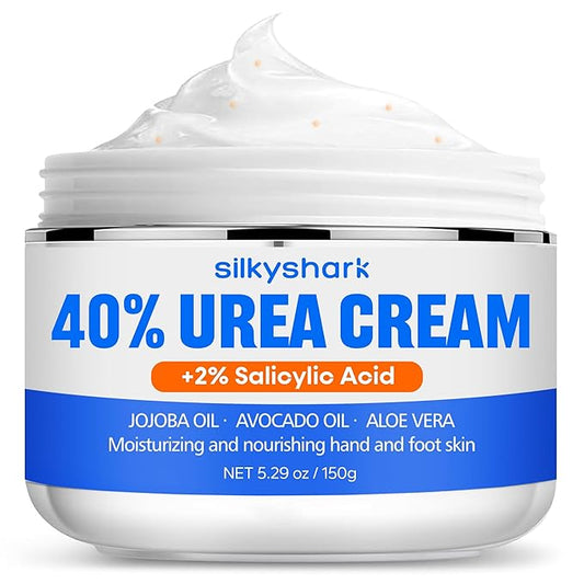 Urea Cream 40% + Salicylic Acid 2%, Urea Foot Cream with Jojoba Oil, Avocado Oil, and Aloe Vera for Foot Dry Cracked Heels, Knees, Elbows, Hands Repair Treatment, Deep Moisturizes Skin