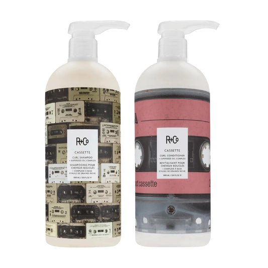 R+Co Cassette Curl Shampoo & Conditioner Set + Superseed Oil Complex + Deluxe Sample (0.5oz) | Defines Curls, Tames Frizz & Adds Shine | Vegan + Cruelty-Free | 33.8oz (Pack of 2)