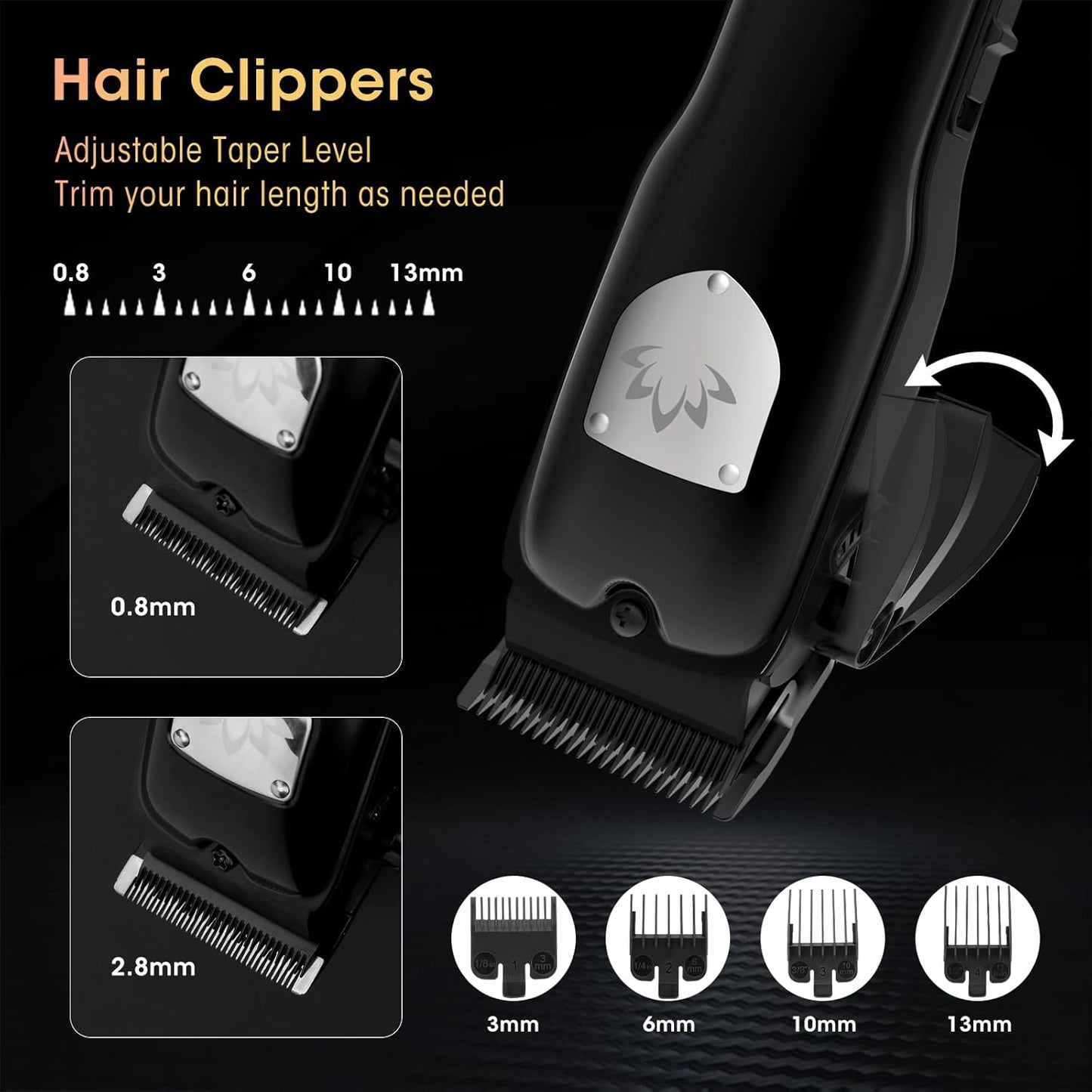 Professional Hair Clippers for Men, Cordless Hair Clippers T-Blade Trimmer Nose Hair Trimmer Electric Shaver Set, Haircut Grooming Kit with LED Display, for Barber, Ideal Gift for Him