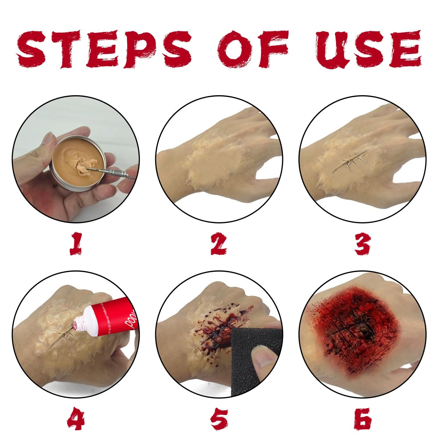 Fake Blood Scar Wax SFX Makeup Kit - Halloween Face Paint Special Effects Kit