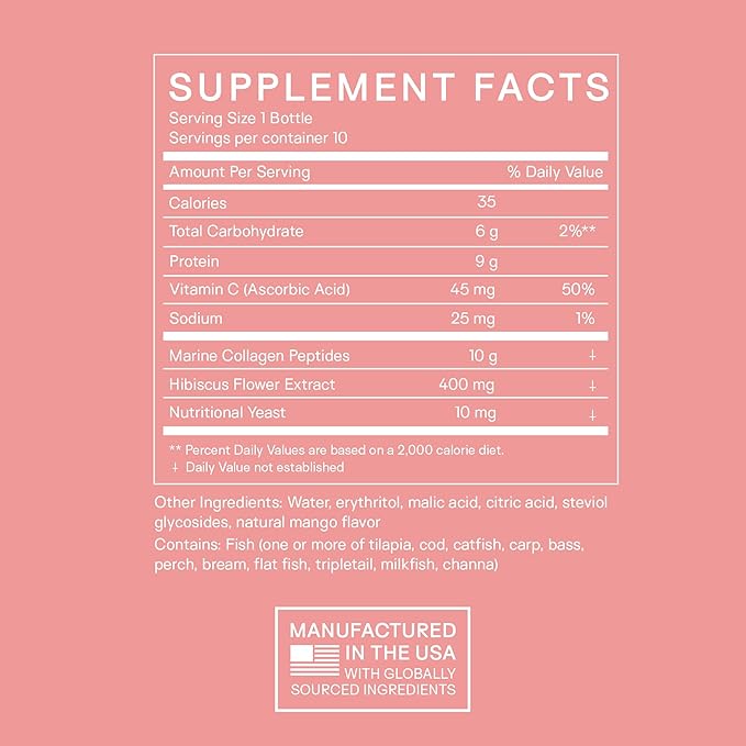 Glow Shot, 10,000mg Marine Collagen Peptides, Liposomal Delivery, Promotes Skin Hydration, Elasticity & Radiance, Supports Hair & Nails, Ready-to-Drink, No Sugar, Non-GMO, 30 Shots