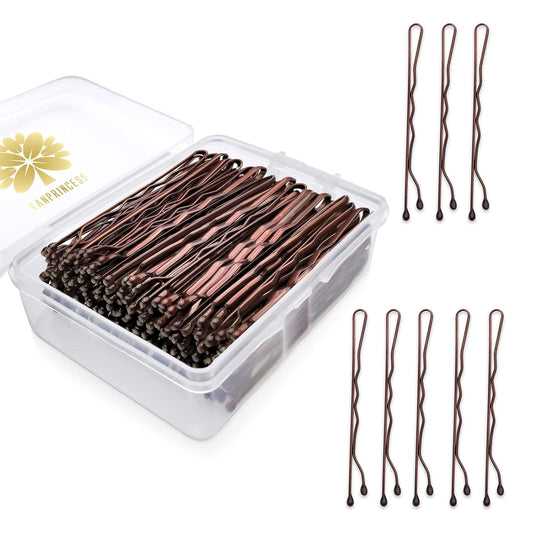 100PCS 2.4Inch Bobby Pins Brown,Pain-Free Bobby Pins for All Hair Types,Hair Pins for Women Girls,Hairpins for Buns with Box(Brown)